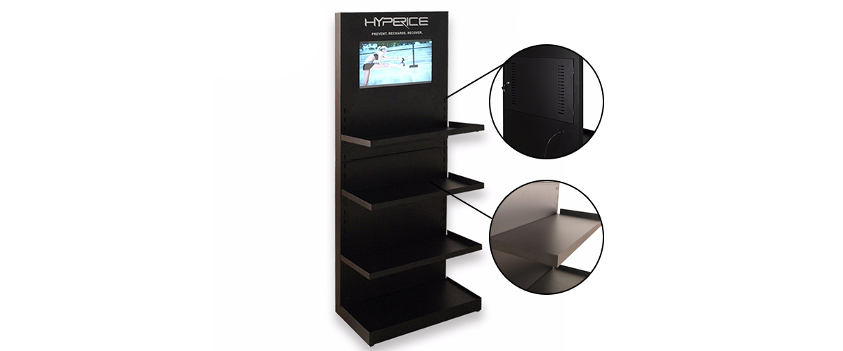 落地金屬筋膜槍展示架帶LCD顯示屏 廠家定制設計 落地金屬筋膜槍展示架帶LCD顯示屏 廠家定制設計