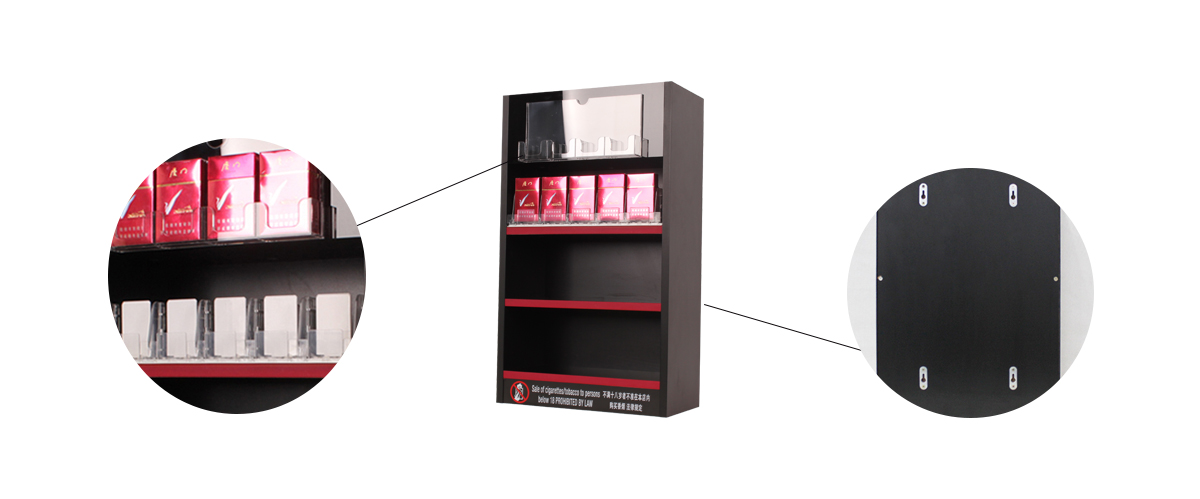 工廠定制柜臺(tái)香煙展示架四層帶鎖適用于商場(chǎng)